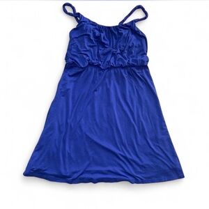 Ann Taylor LOFT Royal Blue Ruched Empire Waist Mini Dress Large